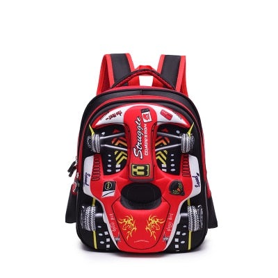 Car children schoolbag racing Three dimensional waterproof schoolbag Boys