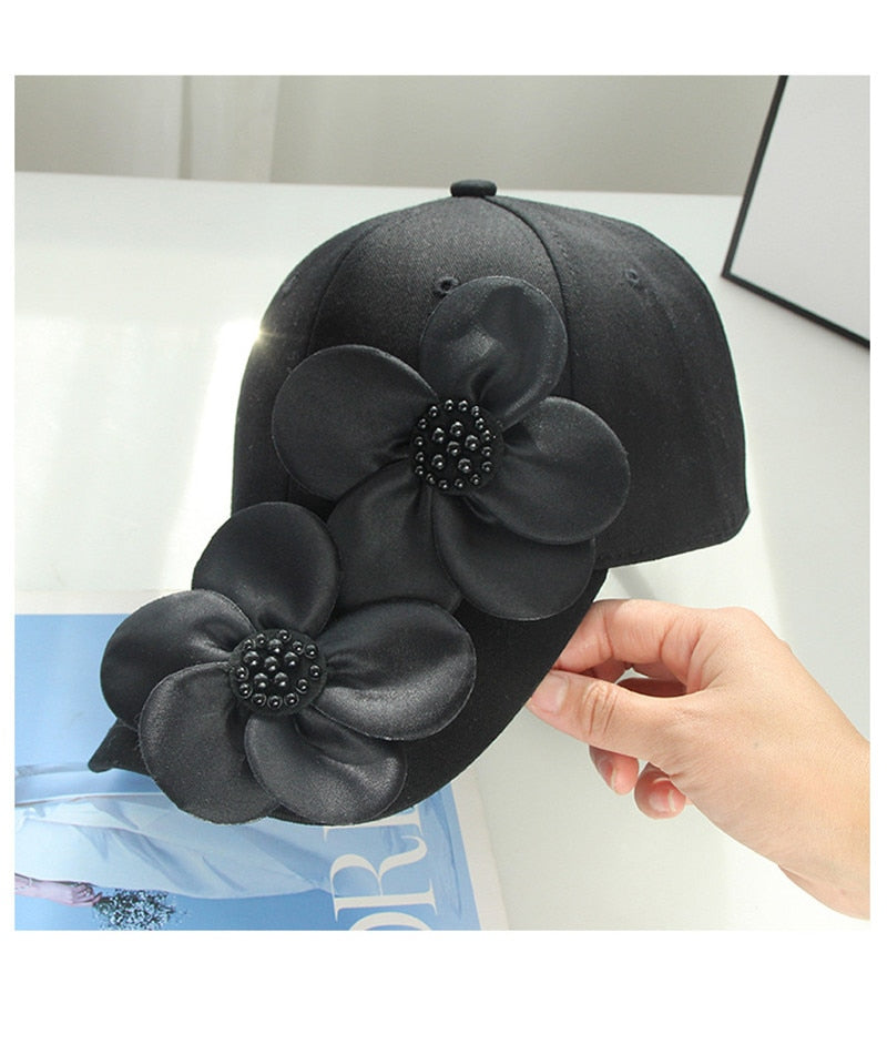 new fashion original design soft cotton big flower shade baseball hat