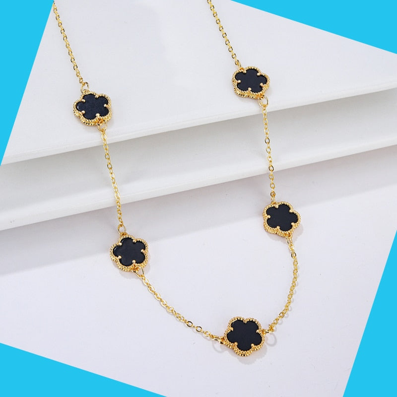 Five Leaf Flower Pendant Necklace