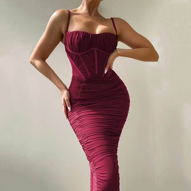 New Trendy Strap Sleeveless Backless Zipper Long Dress
