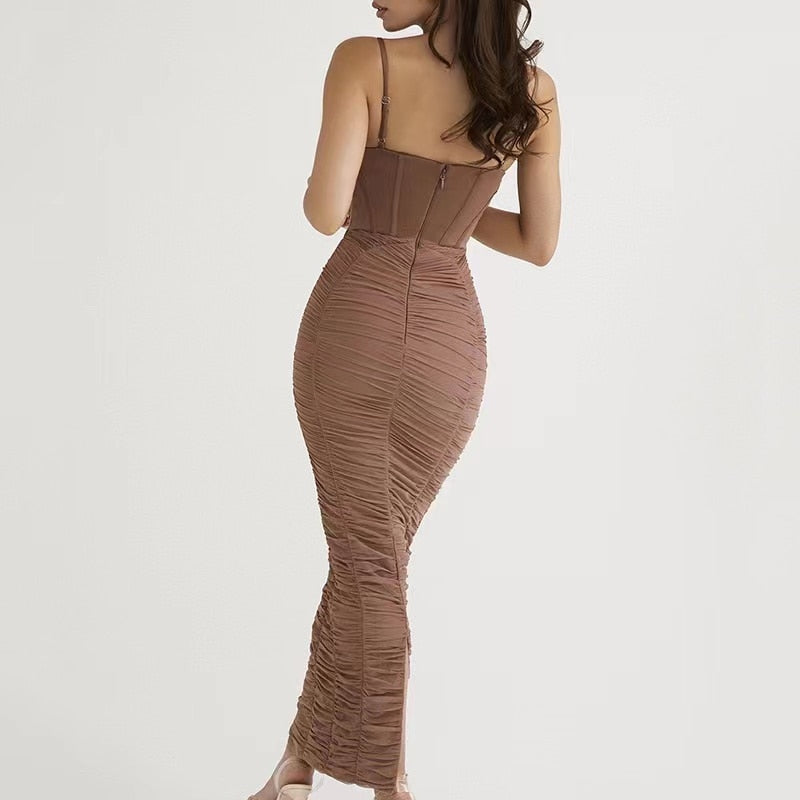 New Trendy Strap Sleeveless Backless Zipper Long Dress