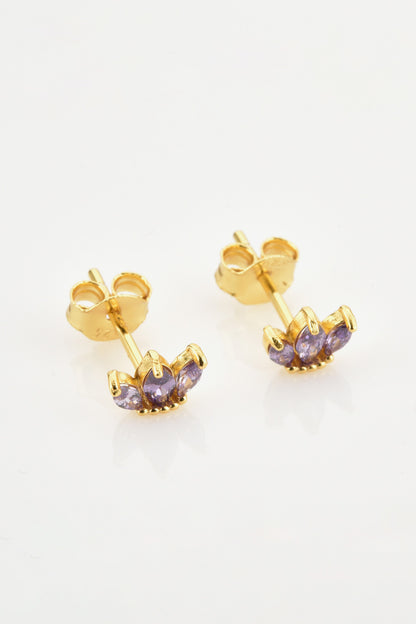 925 Sterling Silver Zircon Decor Stud Earrings Trendsi