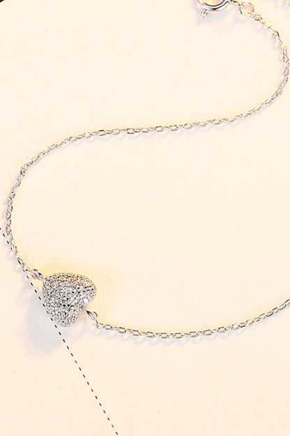 Zircon Heart 925 Sterling Silver Bracelet Trendsi