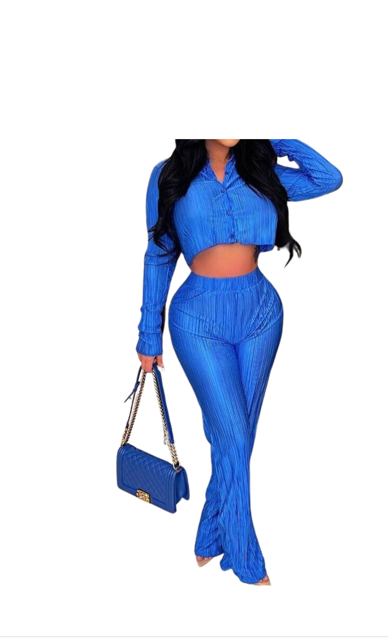 PENII Mini Blouse Shirt and Straight Pants Suit