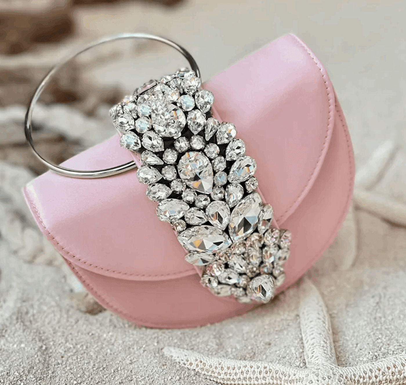 Half Round Satin Bags Women Elegant Boutique Metal Ring Handle Purses And Handbags