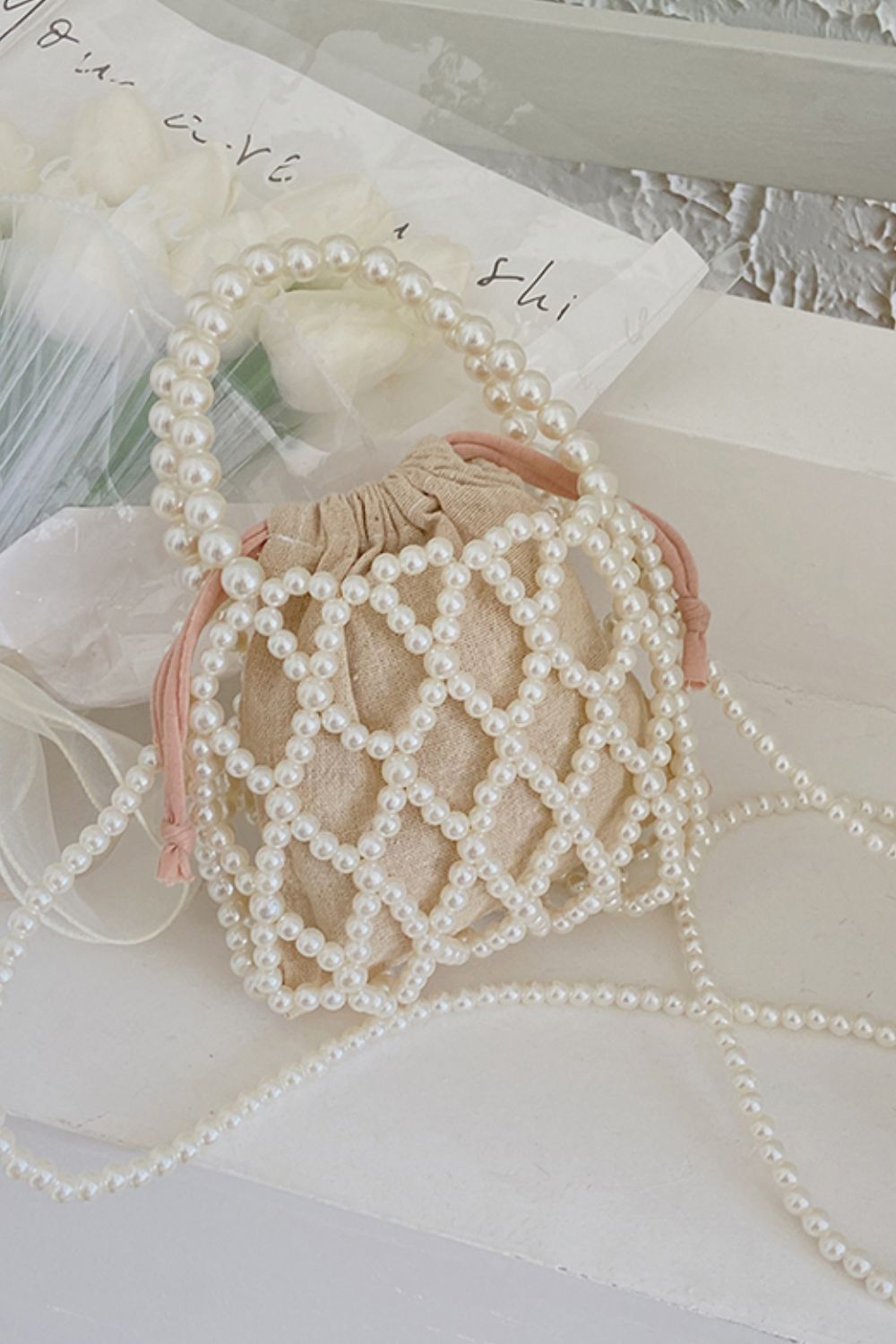 Pearl Polyester Crossbody Bag Trendsi