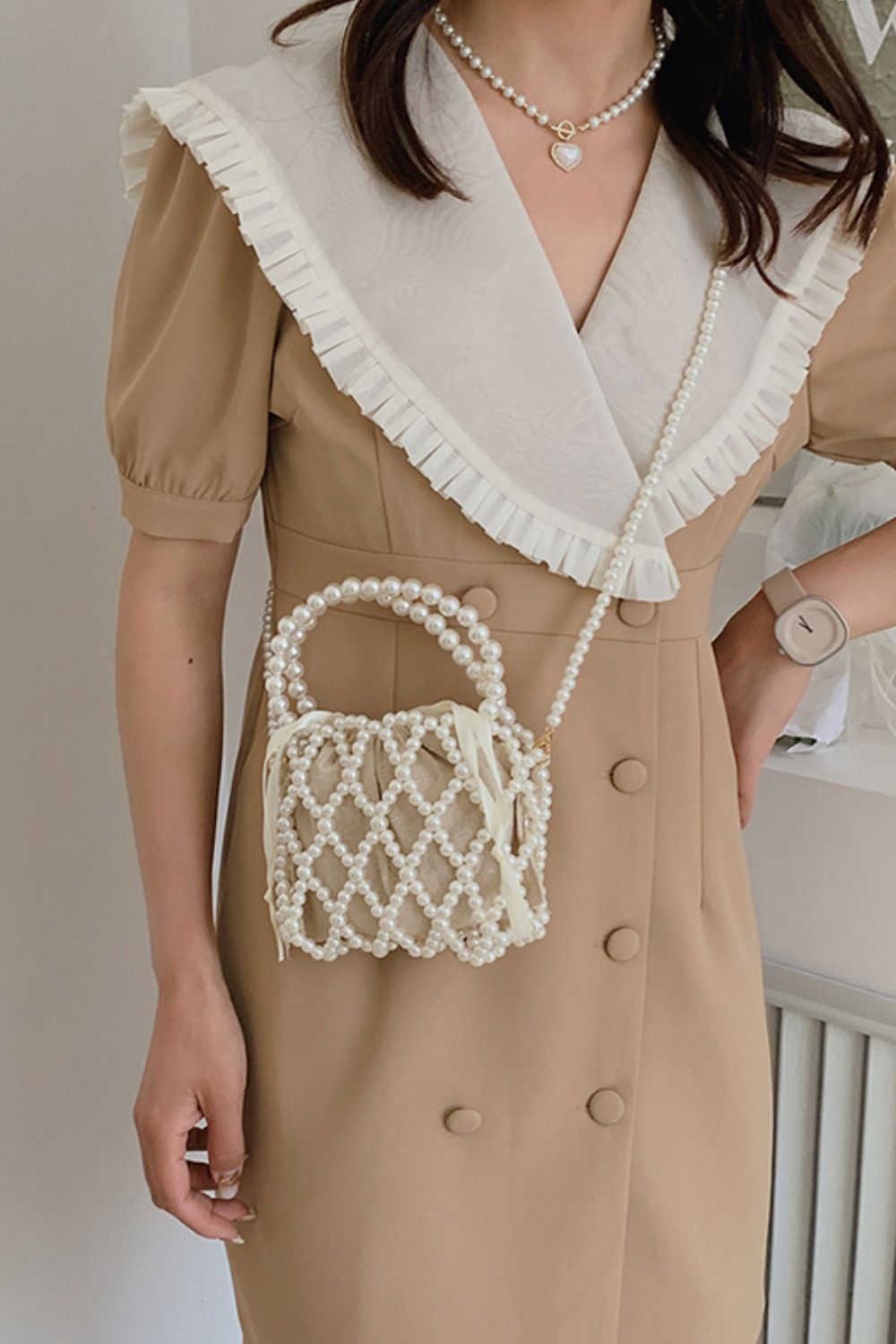 Pearl Polyester Crossbody Bag Trendsi