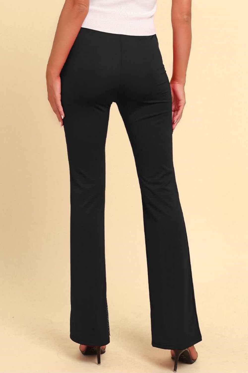 Spliced Mesh Bootcut Pants Trendsi