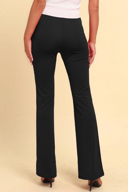 Spliced Mesh Bootcut Pants Trendsi