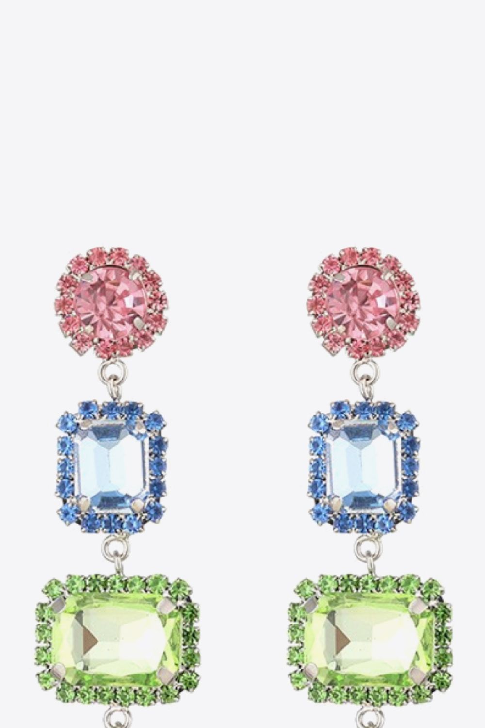 Multicolored Glass Stone Copper Earrings Trendsi