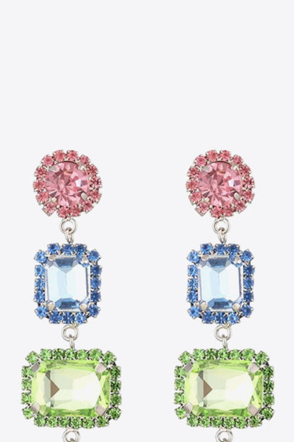 Multicolored Glass Stone Copper Earrings Trendsi