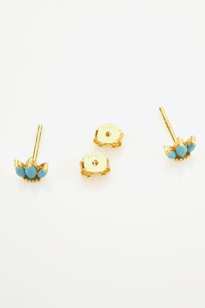 925 Sterling Silver Zircon Decor Stud Earrings Trendsi