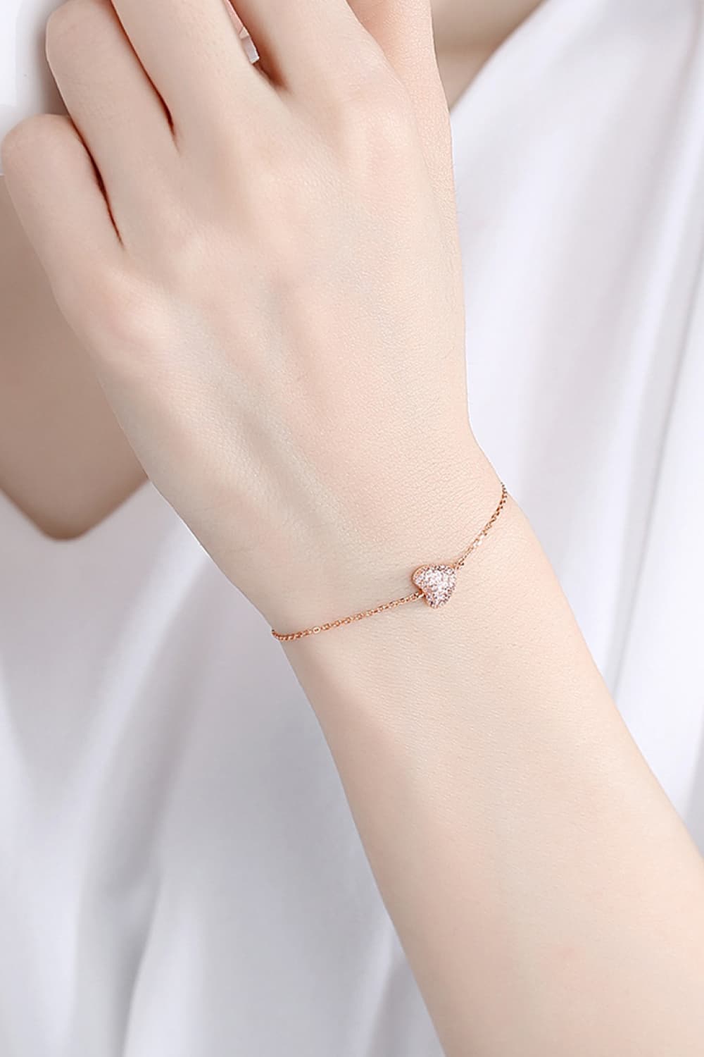 Zircon Heart 925 Sterling Silver Bracelet Trendsi