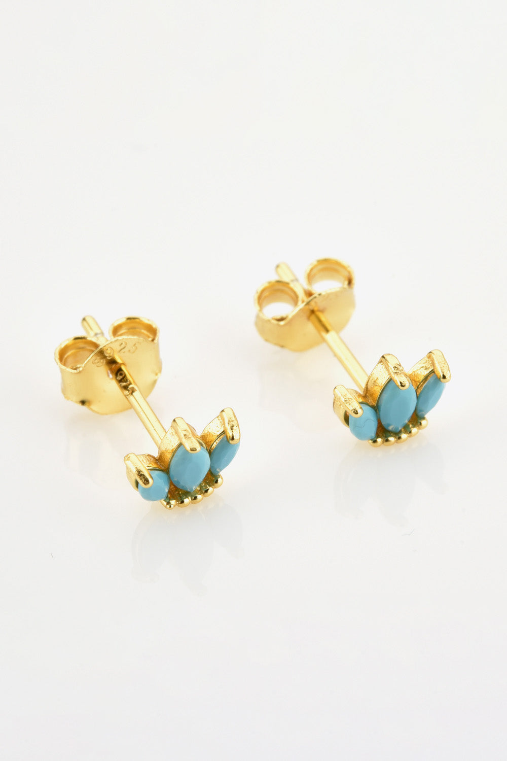 925 Sterling Silver Zircon Decor Stud Earrings Trendsi