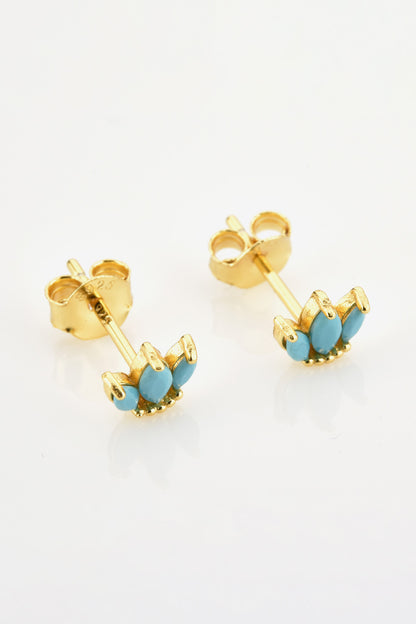 925 Sterling Silver Zircon Decor Stud Earrings Trendsi