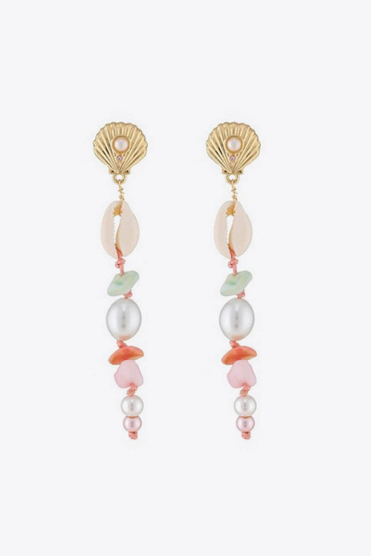 Synthetic Pearl Shell Drop Earrings Trendsi
