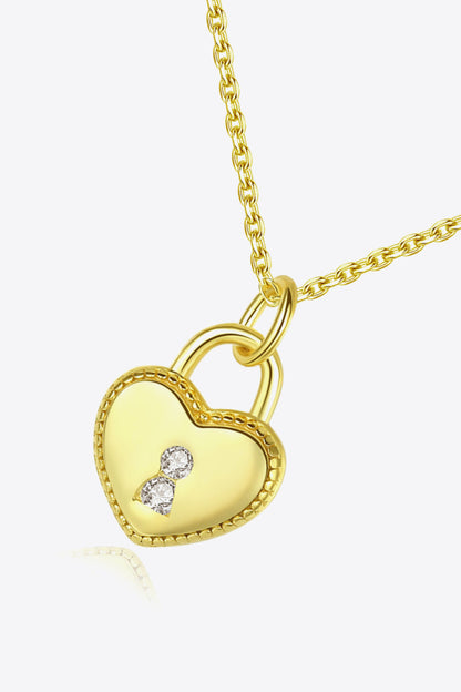 Heart Lock Pendant 925 Sterling Silver Necklace Trendsi