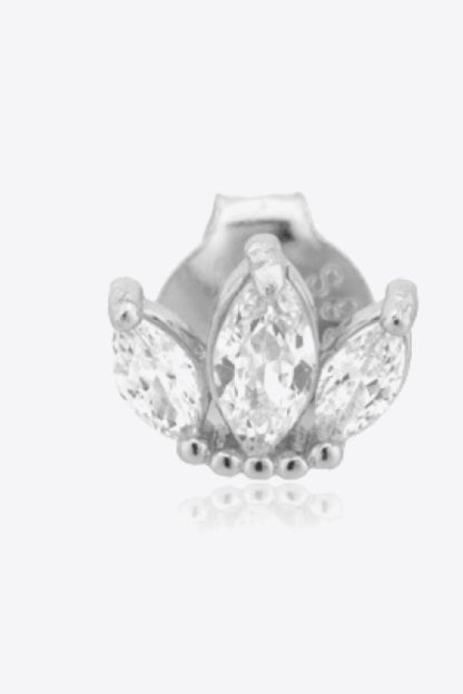 925 Sterling Silver Zircon Decor Stud Earrings Trendsi