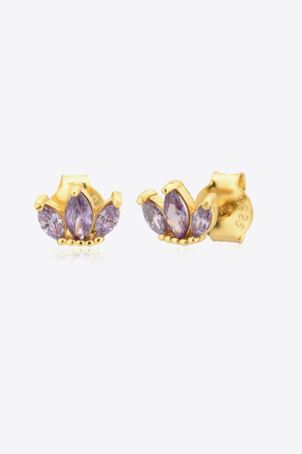 925 Sterling Silver Zircon Decor Stud Earrings Trendsi