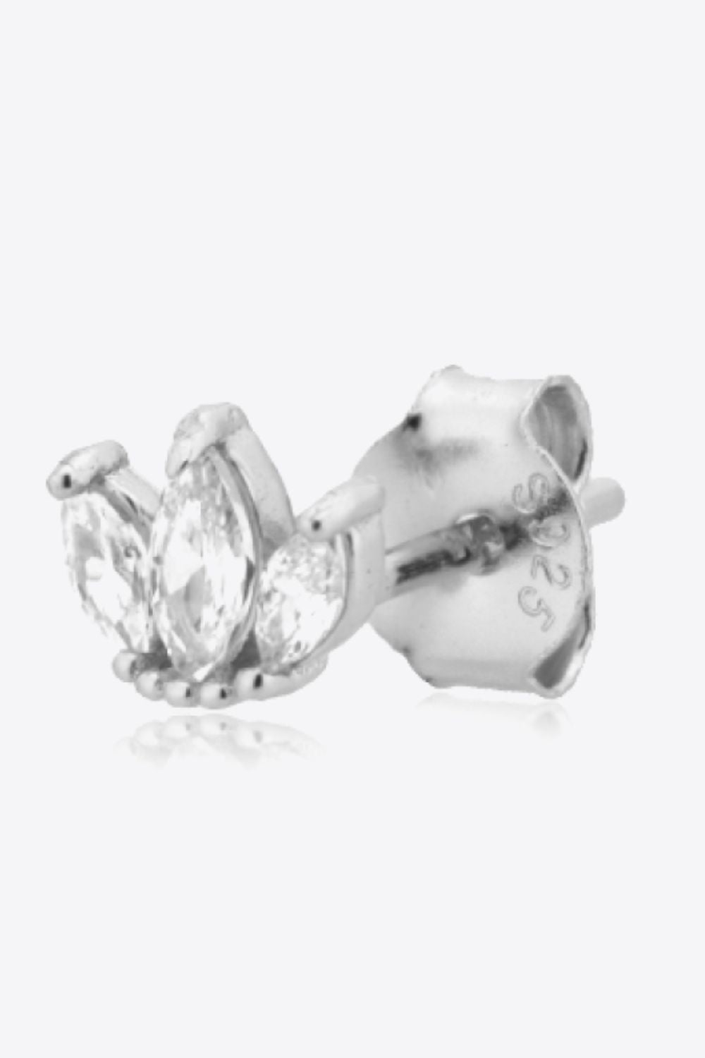 925 Sterling Silver Zircon Decor Stud Earrings Trendsi
