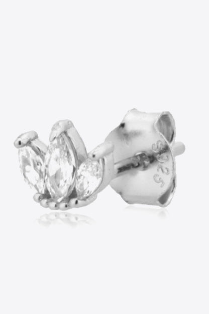 925 Sterling Silver Zircon Decor Stud Earrings Trendsi