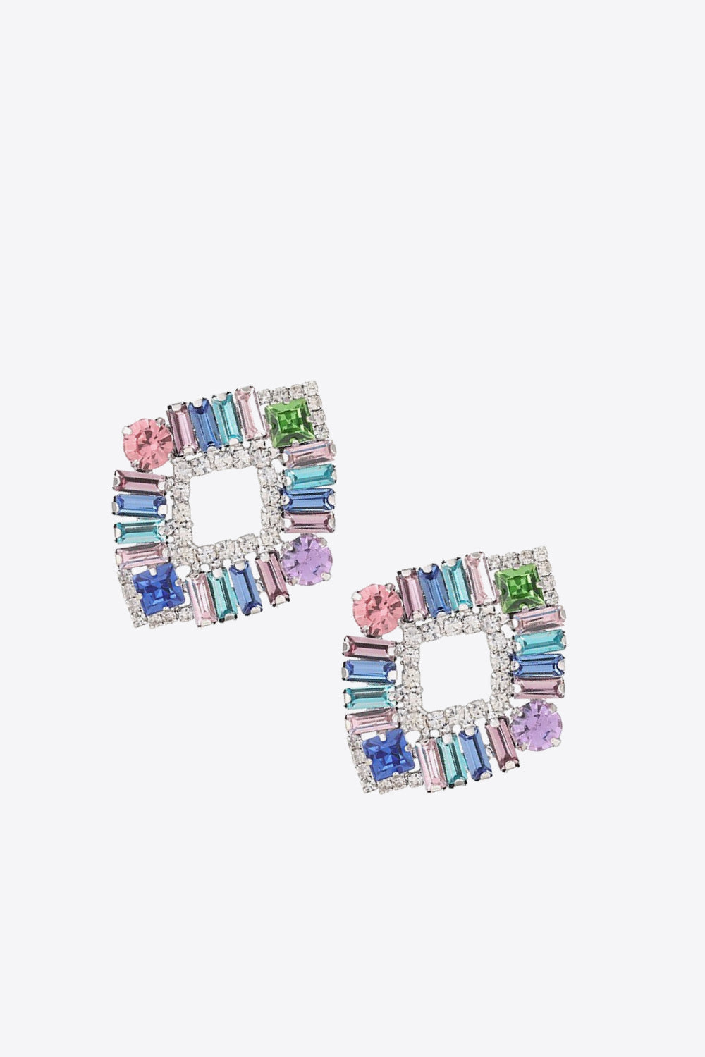 Multicolored Glass Stone Earrings Trendsi