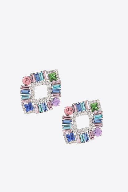 Multicolored Glass Stone Earrings Trendsi
