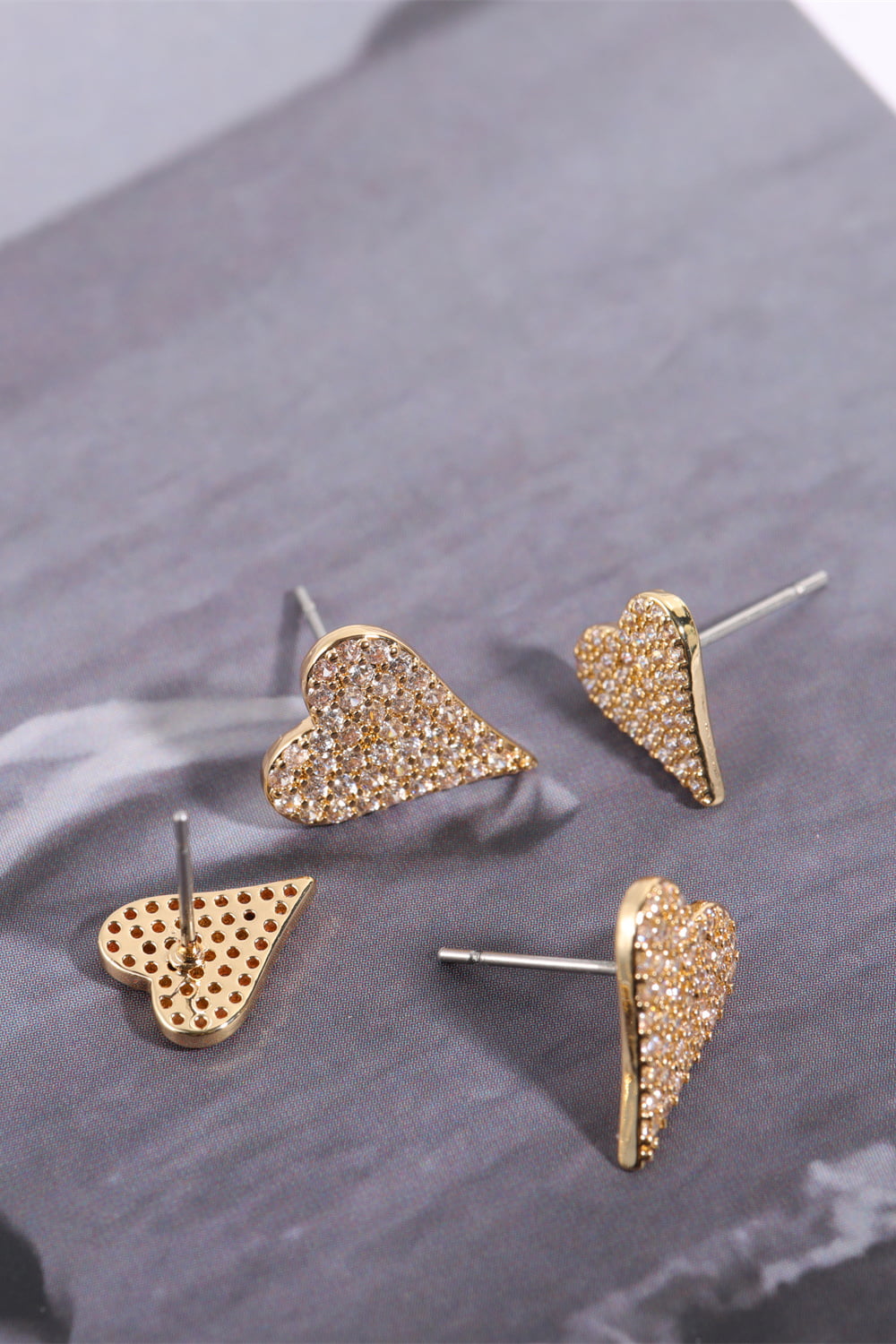 Zircon Decor Heart C-Hoop Drop Earrings Trendsi