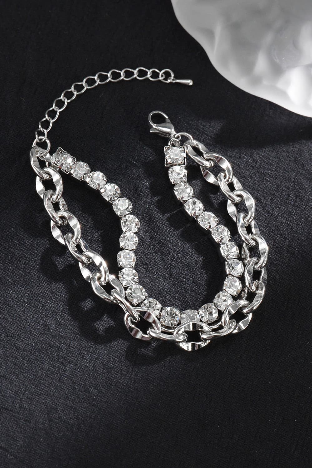 Double-Layered Zircon Decor Alloy Bracelet Trendsi