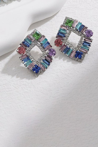Multicolored Glass Stone Earrings Trendsi