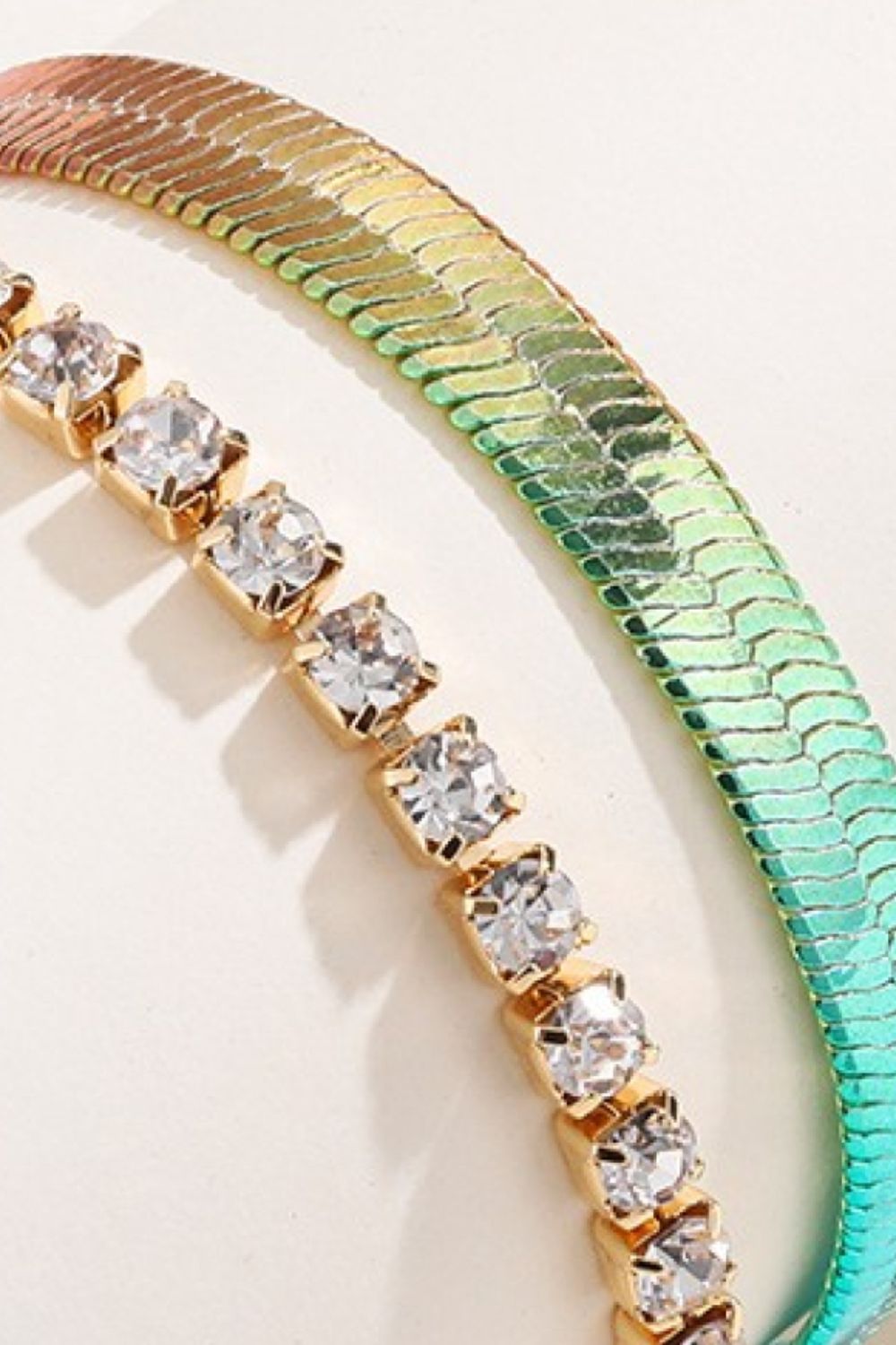 Gradient Herringbone Chain Two-Piece Bracelet Set Trendsi