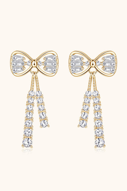 1.12 Carat Moissanite 925 Sterling Silver Bow Earrings Trendsi