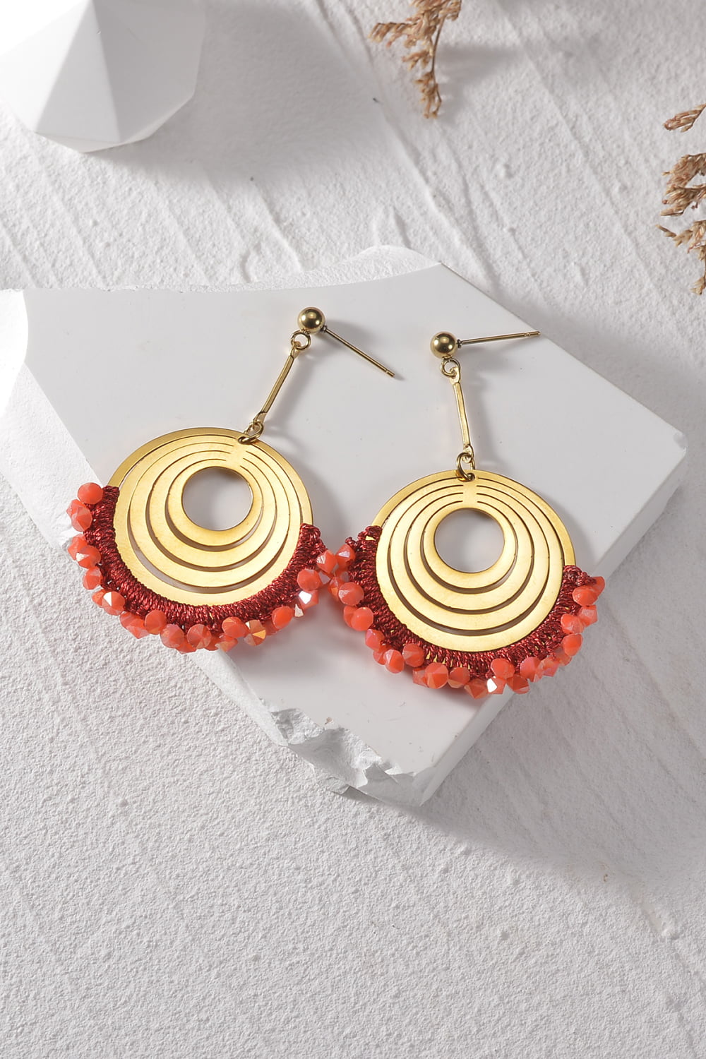 Contrast Stainless Steel Earrings Trendsi