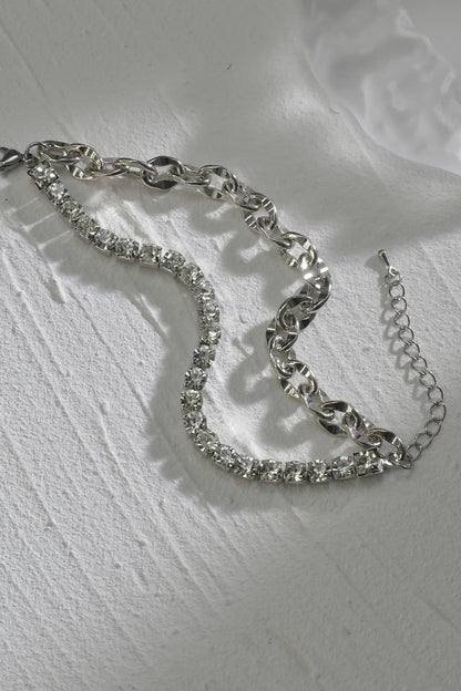 Double-Layered Zircon Decor Alloy Bracelet Trendsi