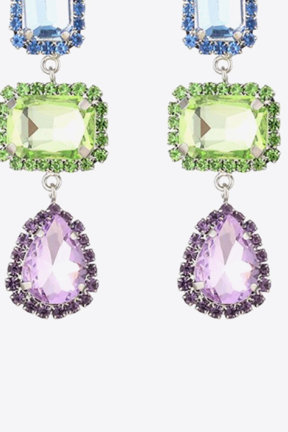 Multicolored Glass Stone Copper Earrings Trendsi