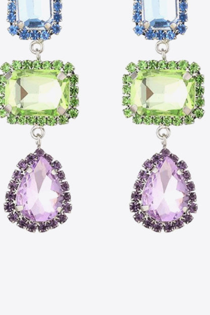 Multicolored Glass Stone Copper Earrings Trendsi