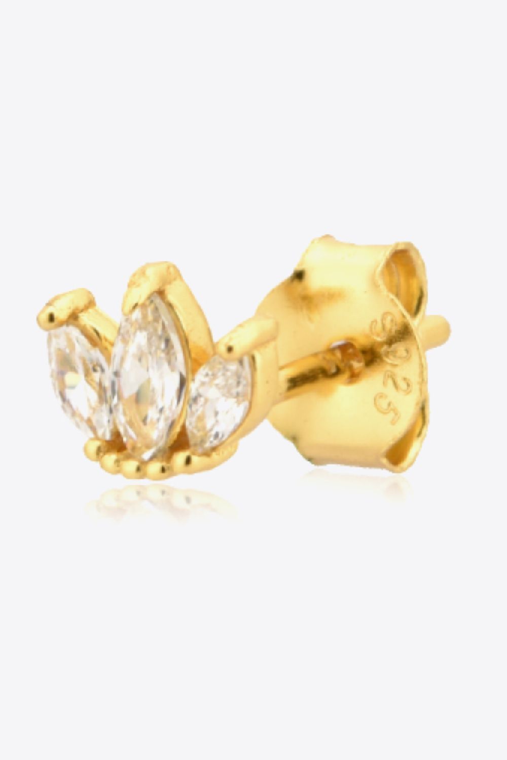 925 Sterling Silver Zircon Decor Stud Earrings Trendsi