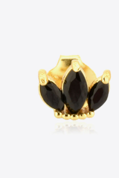 925 Sterling Silver Zircon Decor Stud Earrings Trendsi