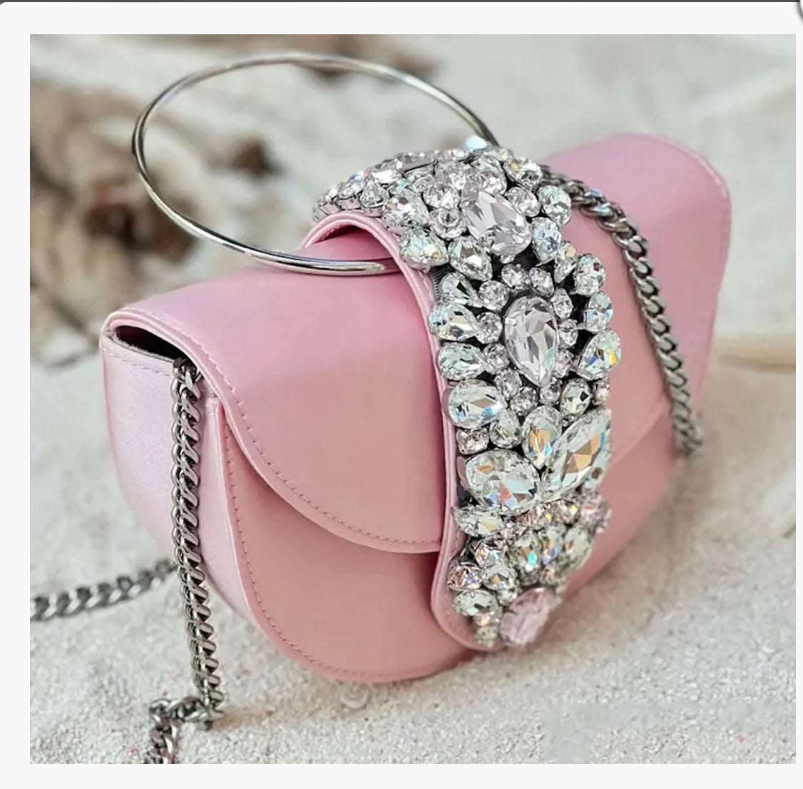 Half Round Satin Bags Women Elegant Boutique Metal Ring Handle Purses And Handbags
