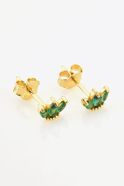 925 Sterling Silver Zircon Decor Stud Earrings Trendsi