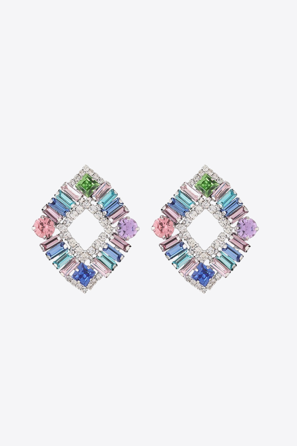 Multicolored Glass Stone Earrings Trendsi