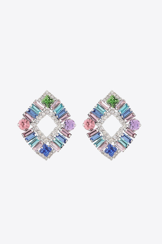 Multicolored Glass Stone Earrings Trendsi