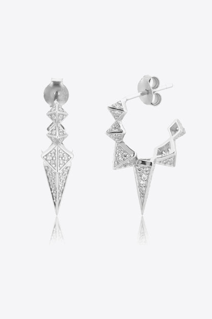Geometric Zircon Decor 925 Sterling Silver Earrings Trendsi