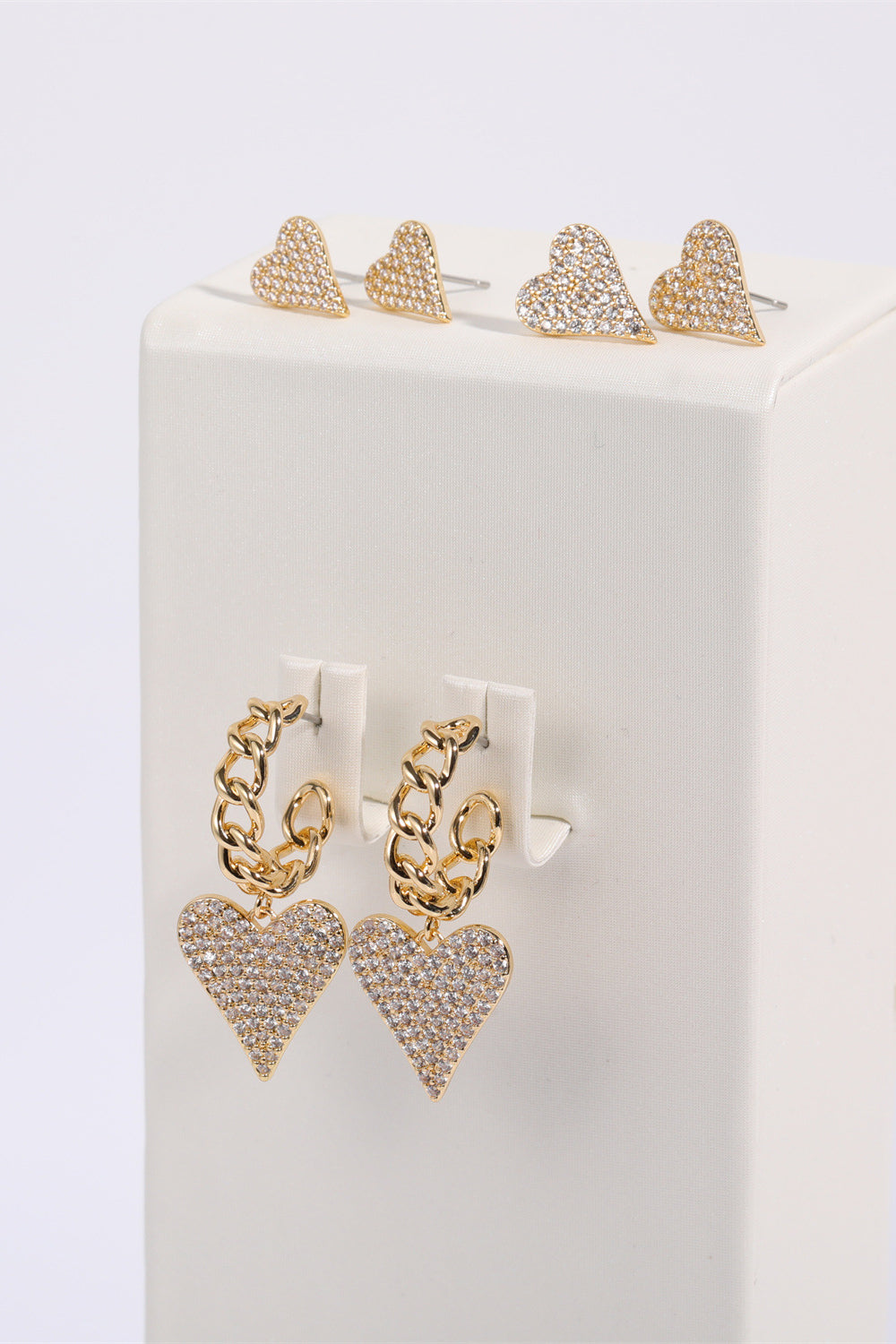 Zircon Decor Heart C-Hoop Drop Earrings Trendsi