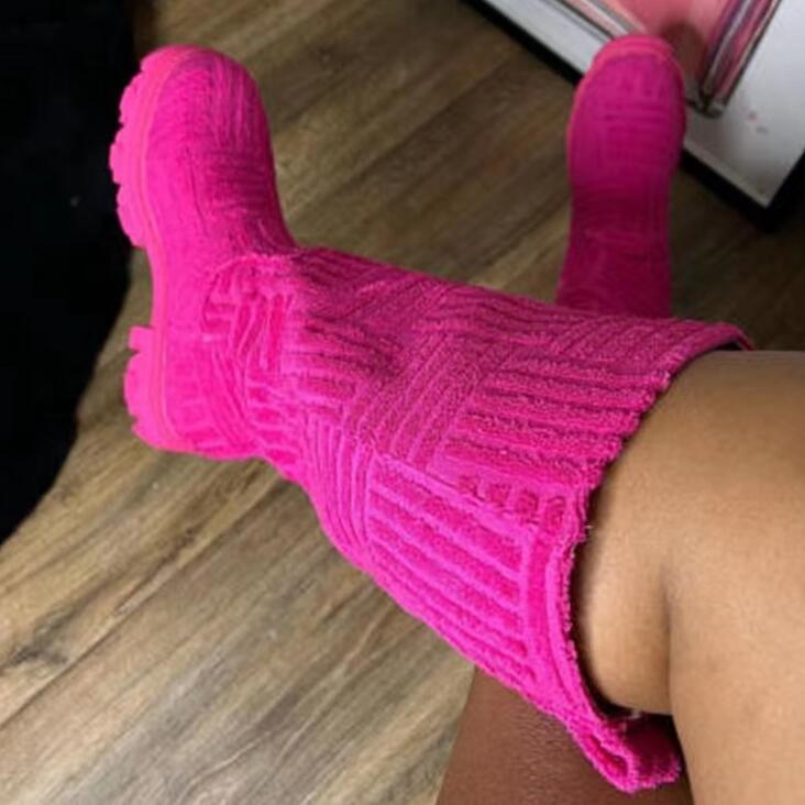 Autumn/Winter Luxury new women thick-soled thick-heeled warm boots women's towel cotton boots motorcycle boots Chelsea boots