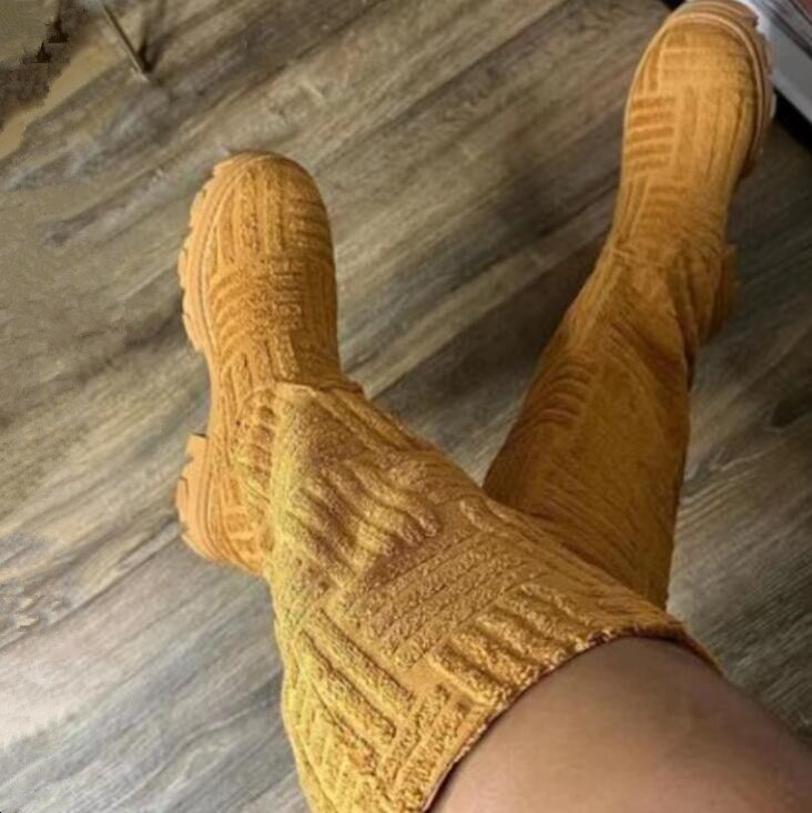 Autumn/Winter Luxury new women thick-soled thick-heeled warm boots women's towel cotton boots motorcycle boots Chelsea boots