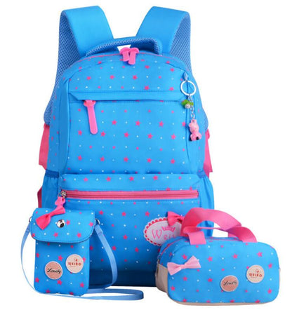 Girls Kids School Bags 3 Pcs/Set Schoolbag Large Capacity Dot Printing School