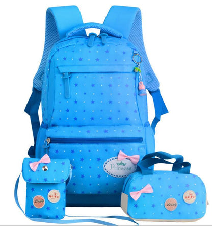 Girls Kids School Bags 3 Pcs/Set Schoolbag Large Capacity Dot Printing School