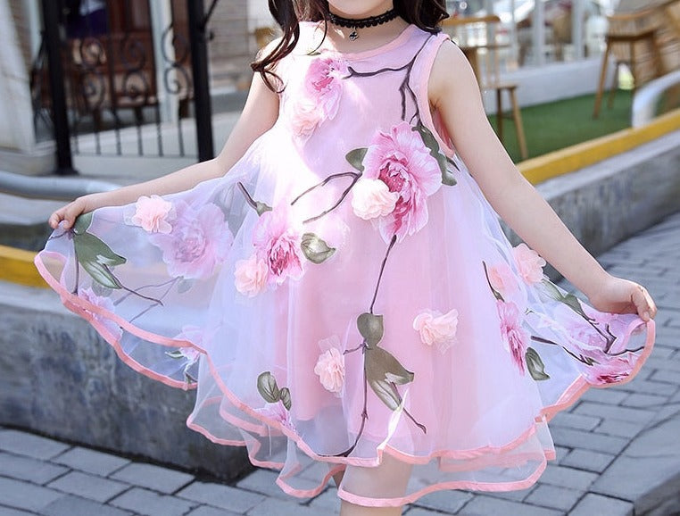 Girls Flower Dress Kids Girl Beach Dresses Chiffon Kids 6 8 10 12 14 Year