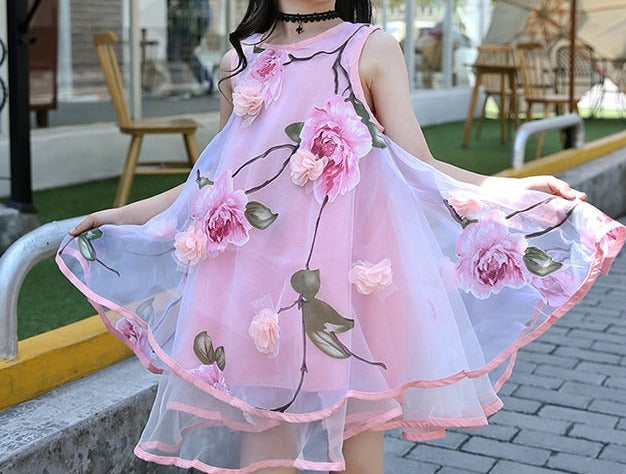 Girls Flower Dress Kids Girl Beach Dresses Chiffon Kids 6 8 10 12 14 Year